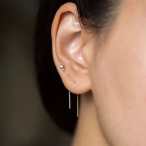 Short Stitch Threader Earring 14k Rose Gold - PAIR